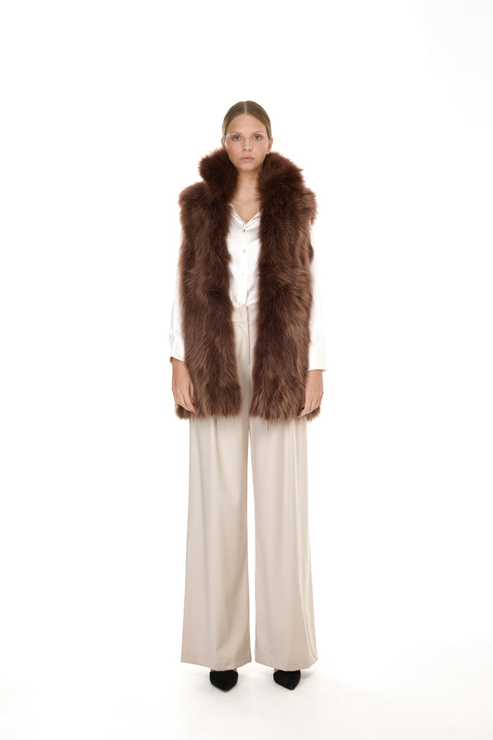 X-Long Elegant Long Parka Brown Raccoon