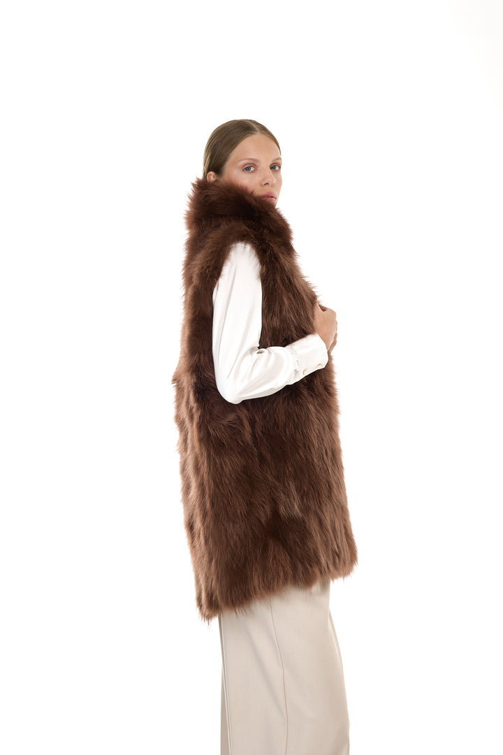 X-Long Elegant Long Parka Brown Raccoon