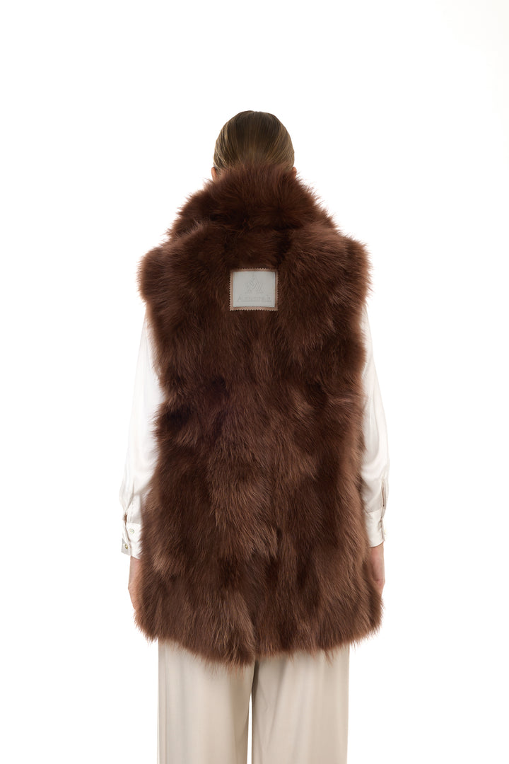 X-Long Elegant Long Parka Brown Raccoon
