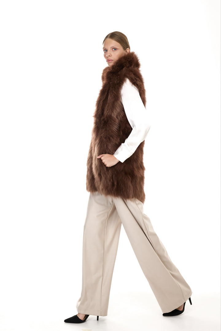 X-Long Elegant Long Parka Brown Raccoon