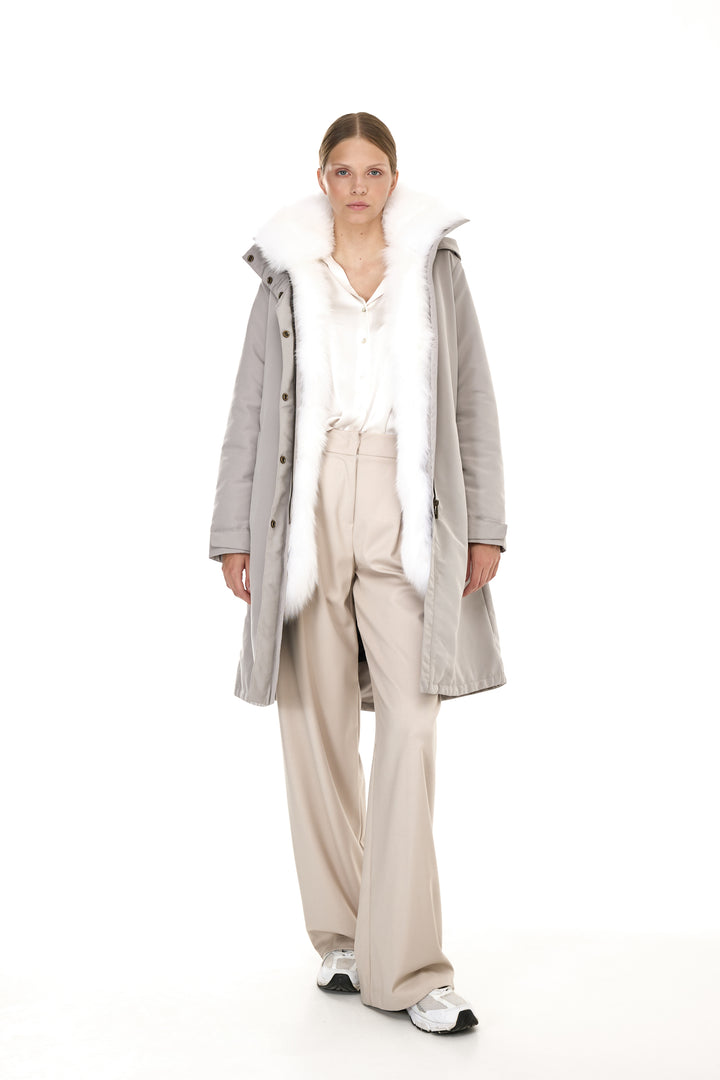 X-LONG 우아한 Long Parka White Fox