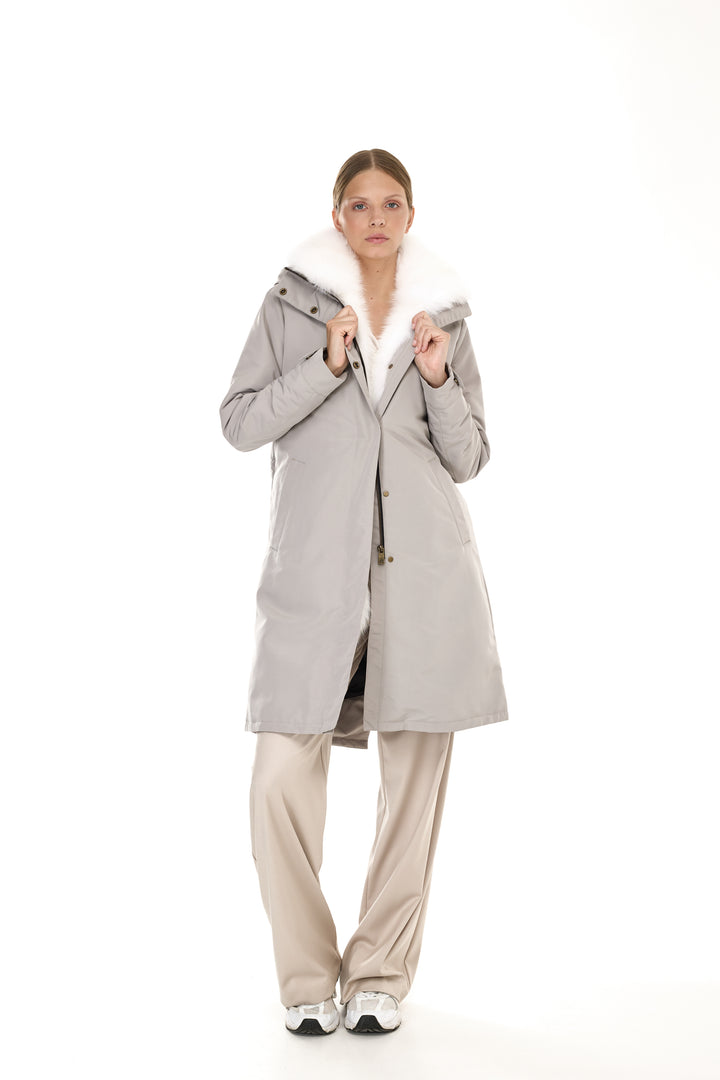 X-LONG 우아한 Long Parka White Fox