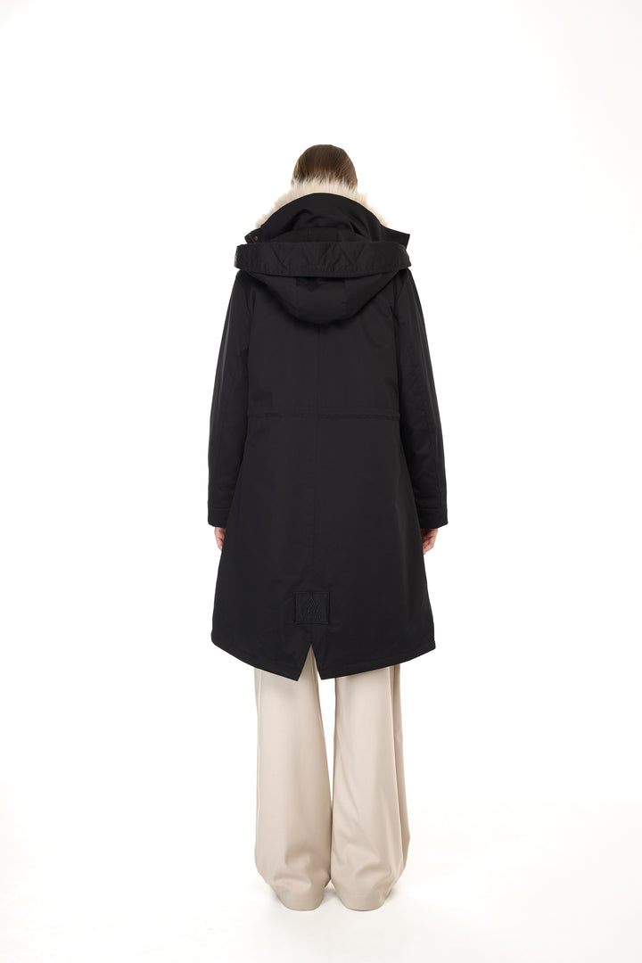 X-Long Elegant Long Parka Beige Raccoon