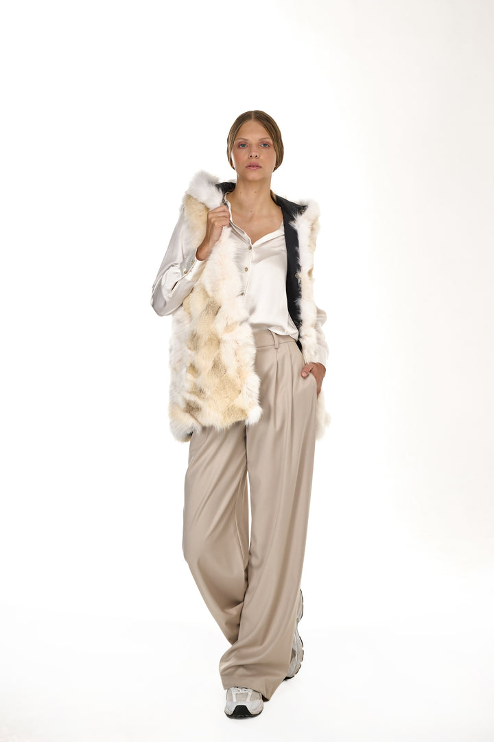 Urban Long Parka in Water Repellent Blend with Coyote Fur – White