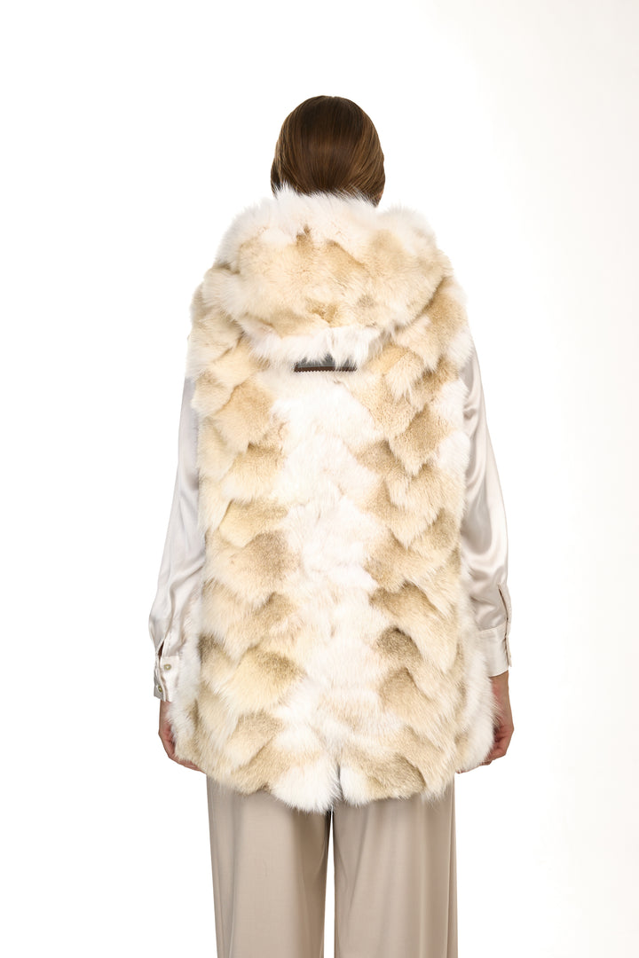 Urban Long Parka in Water Repellent Blend with Coyote Fur – White
