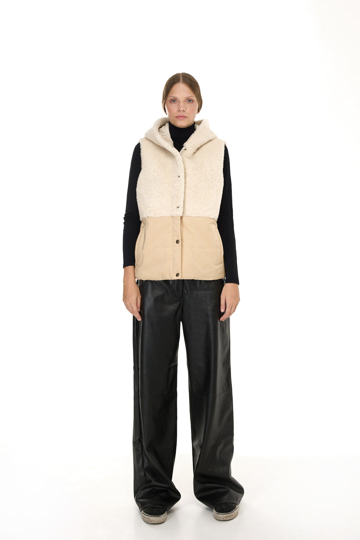 IVORY Merino Lamb Hoodie Vest