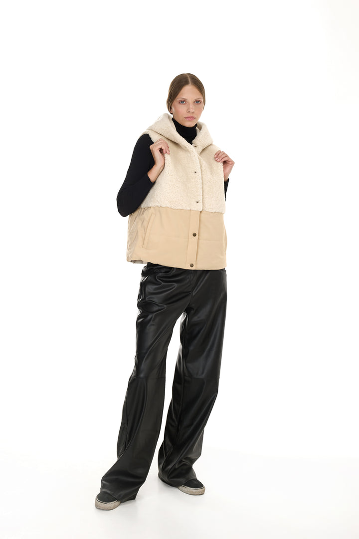 IVORY Merino Lamb Hoodie Vest