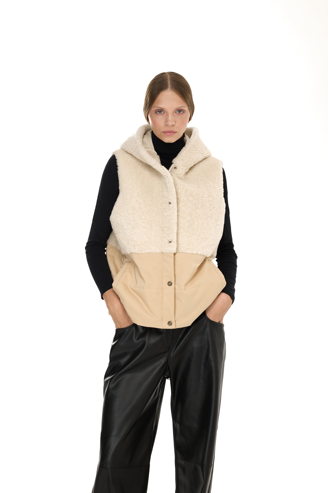 IVORY Merino Lamb Hoodie Vest