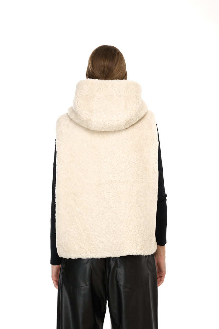 IVORY Merino Lamb Hoodie Vest