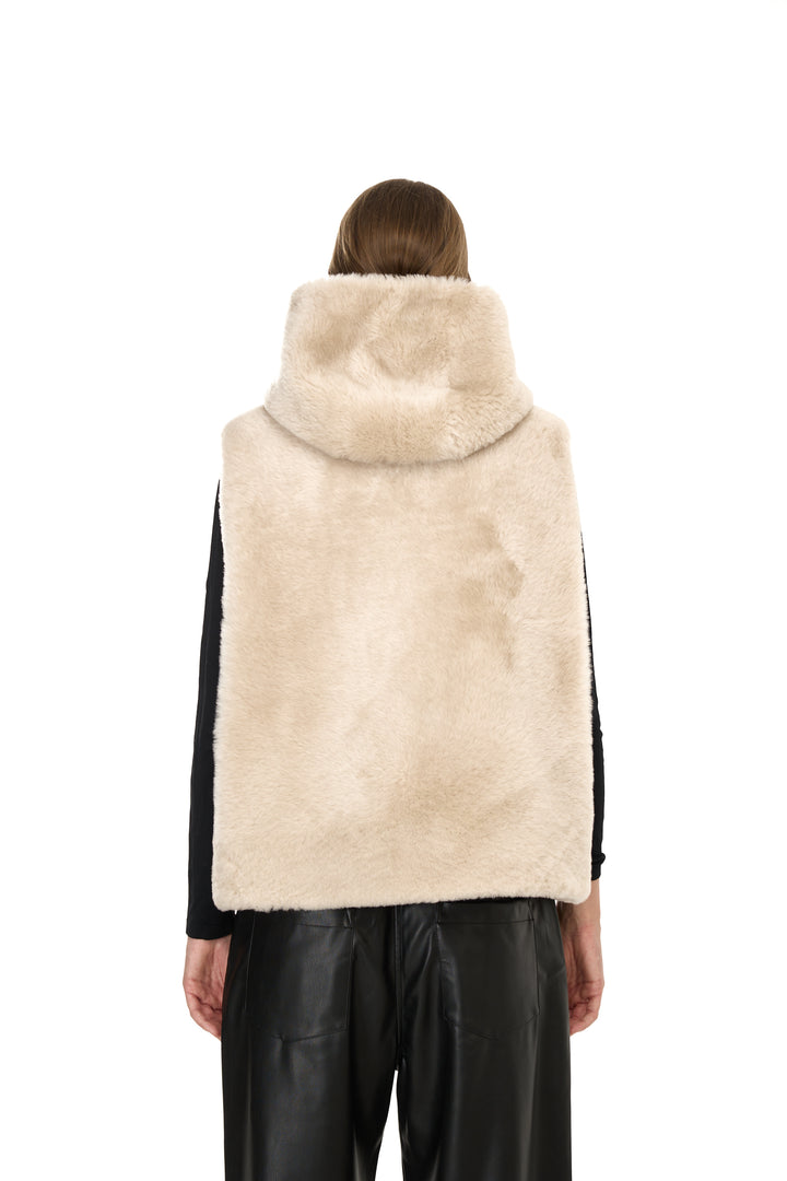BEIGE Merino Lamb Hoodie Vest