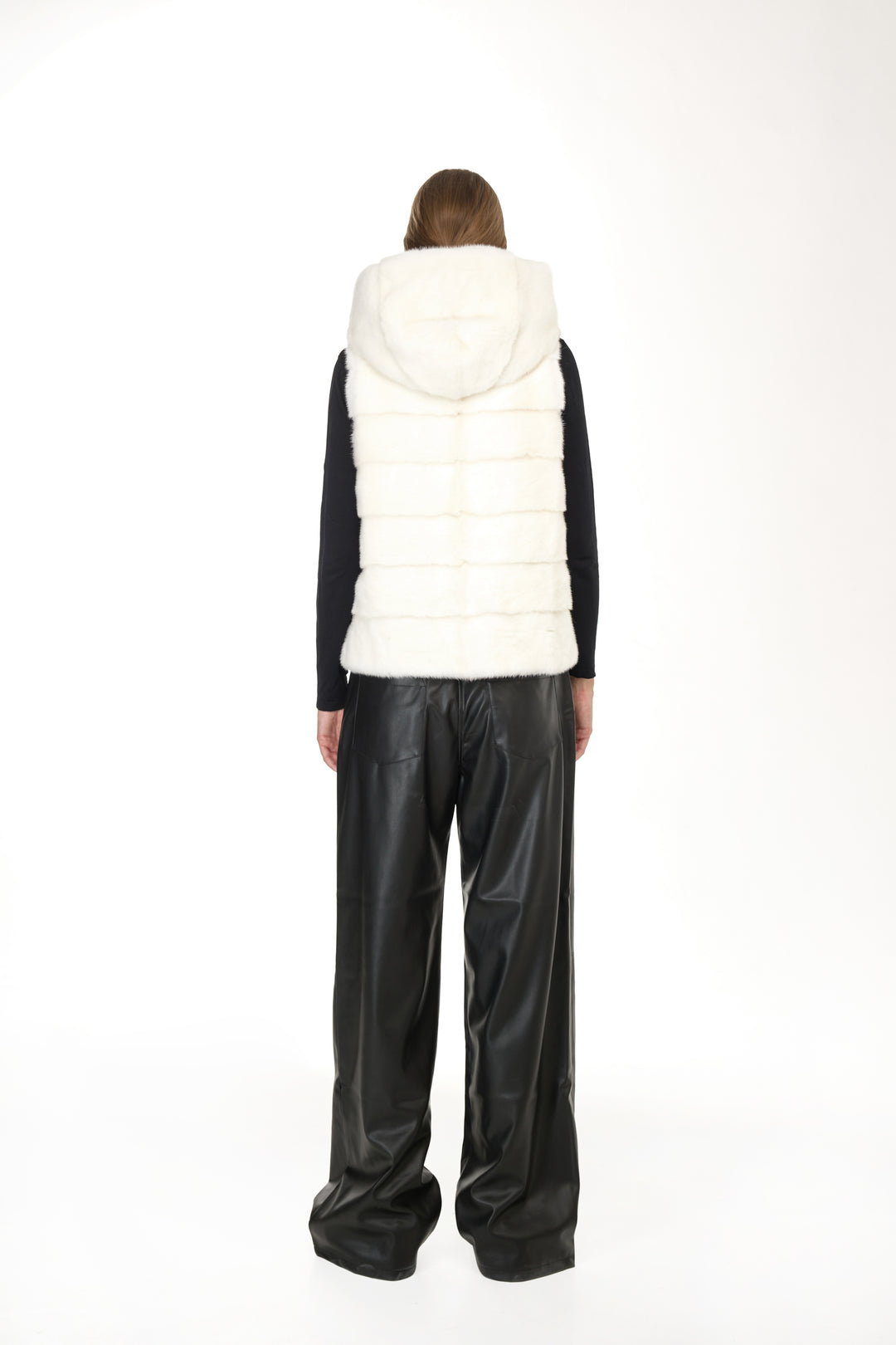 Mink Hoodie Vest – Natural White