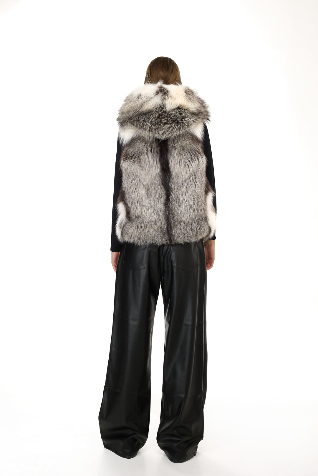 Platinum Fox Hoodie Vest – Natural Color