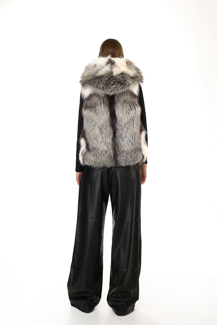 Platinum Fox Hoodie Vest – Natural Color
