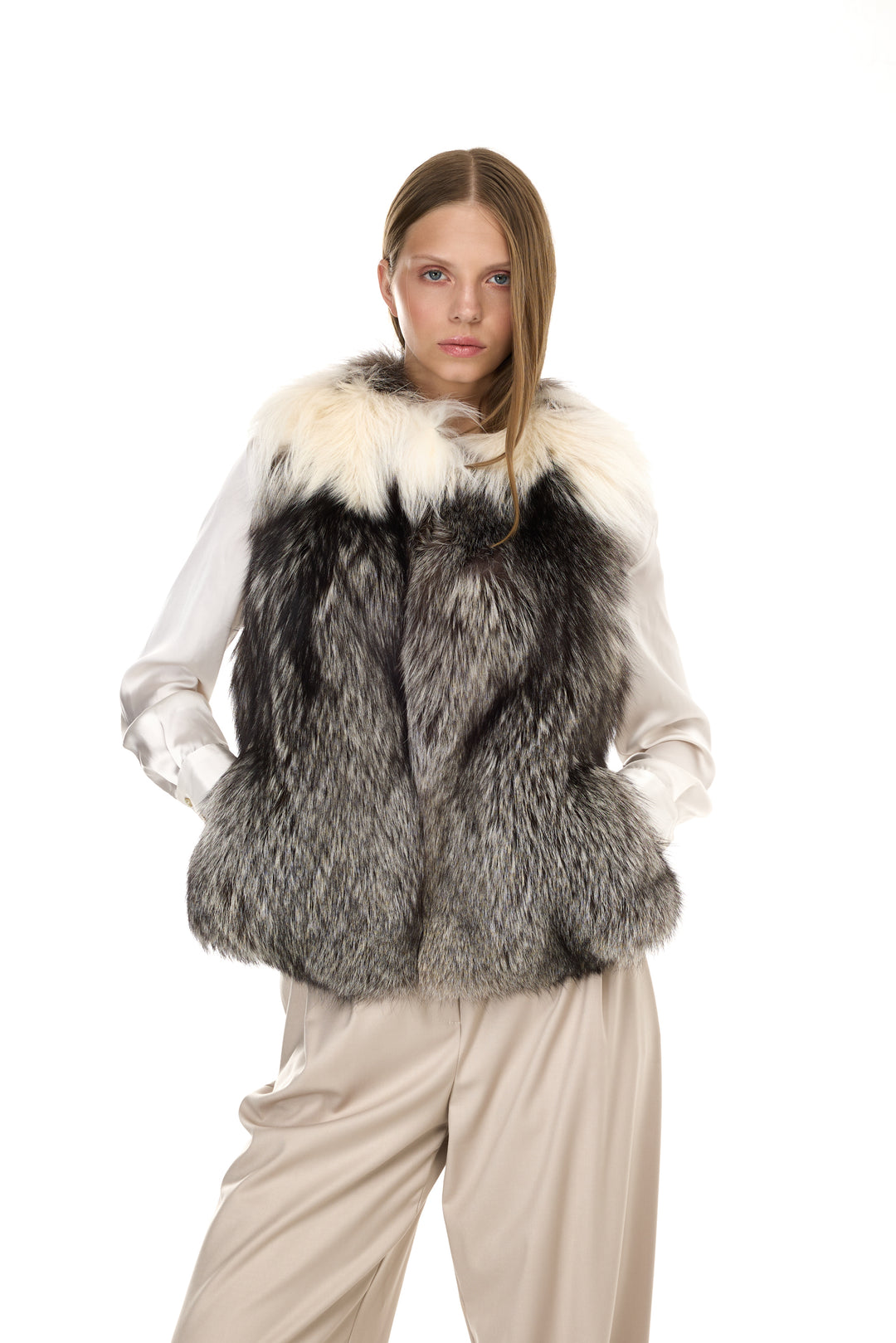 Platinum Fox Vest – Natural Color