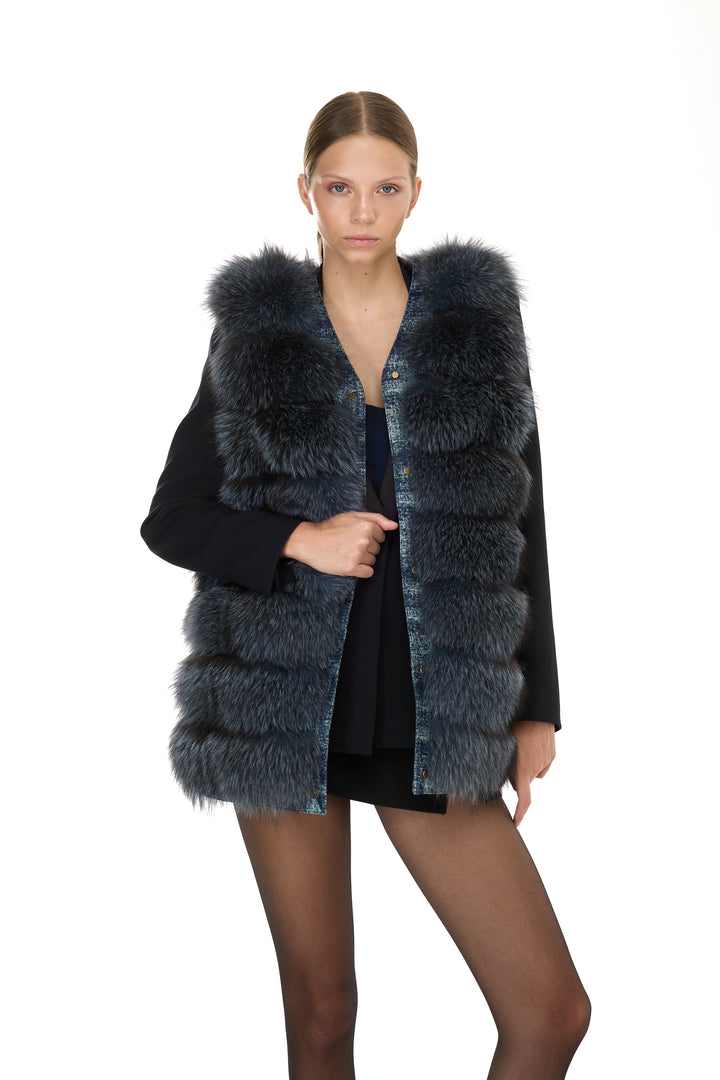 Silver Fox & Denim Vest – Sky Blue
