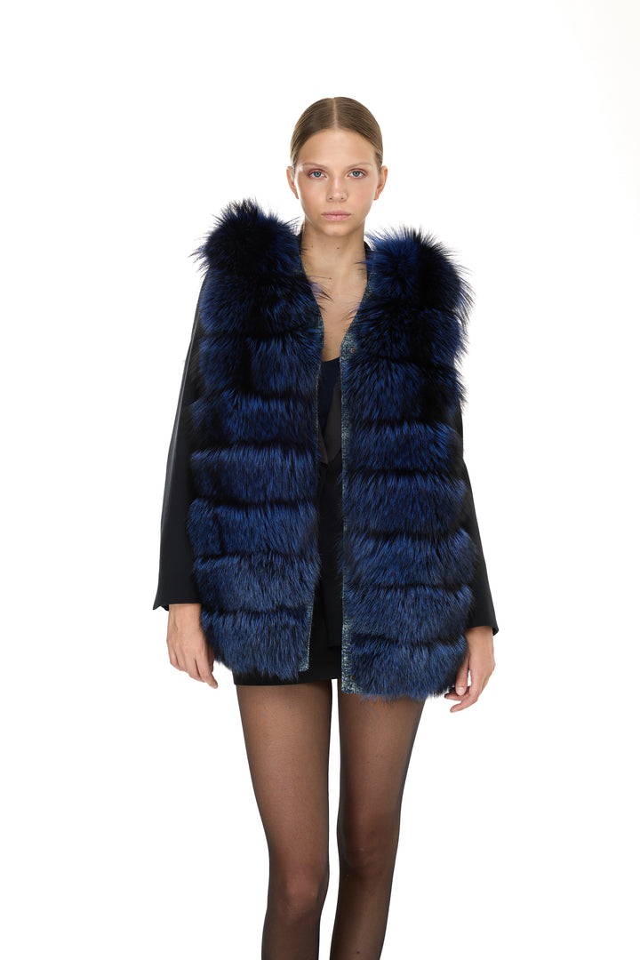 Silver Fox & Denim Vest – Sapphire Blue