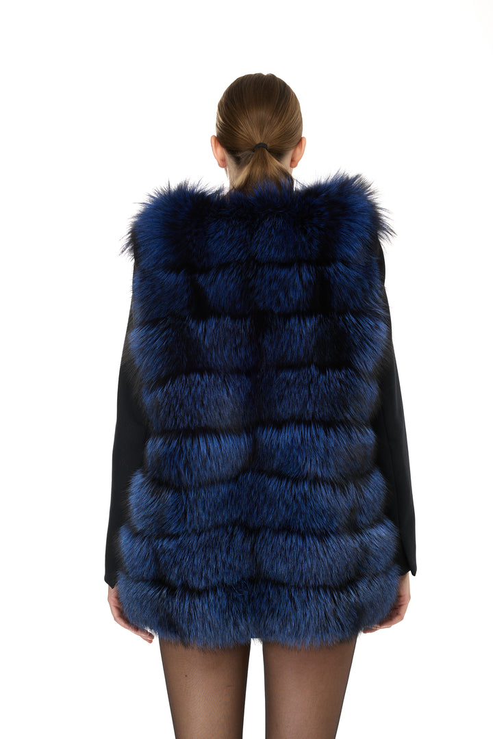Silver Fox & Denim Vest – Sapphire Blue