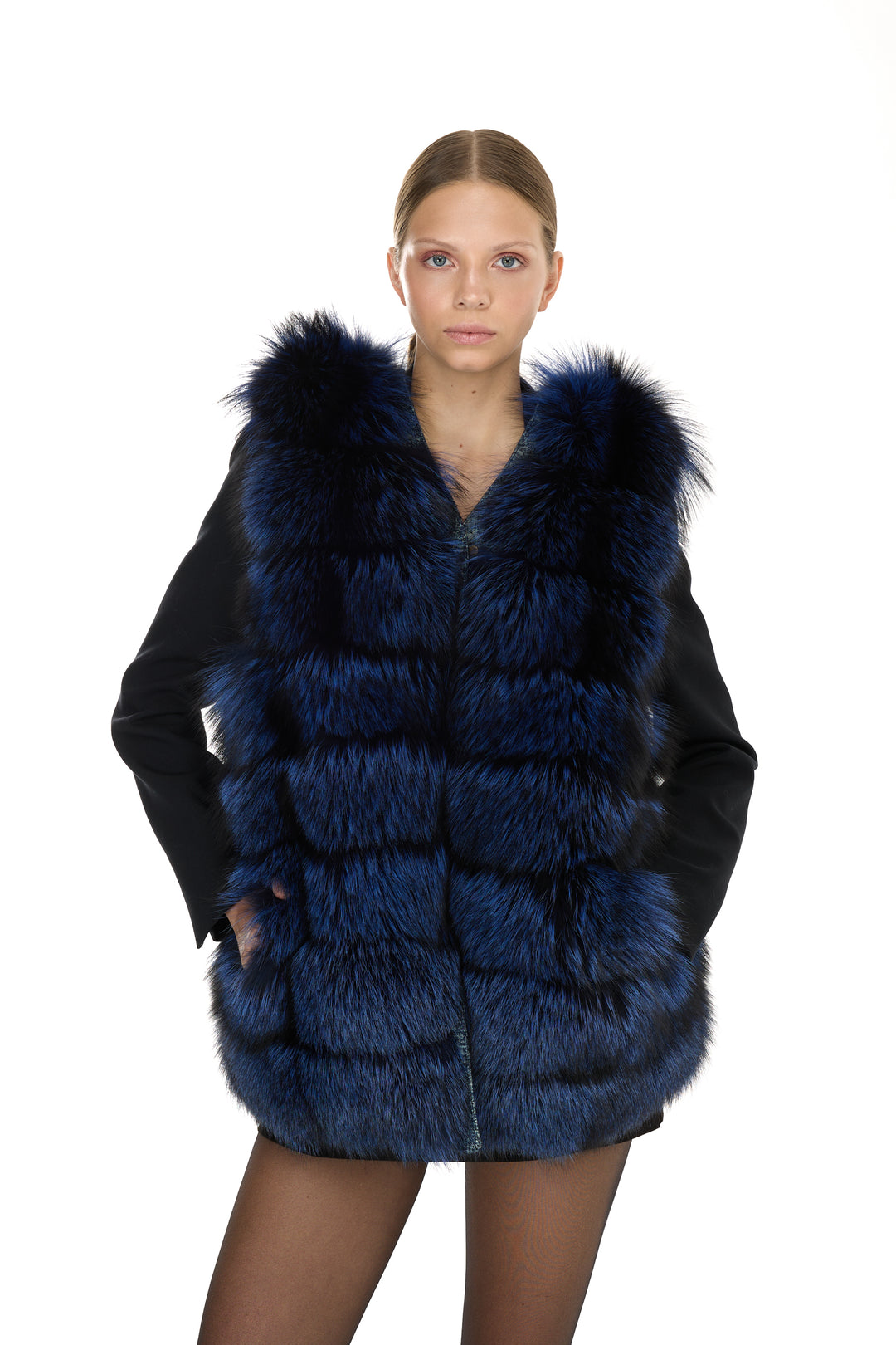 Silver Fox & Denim Vest – Sapphire Blue