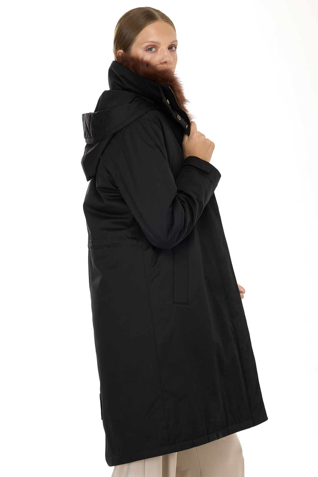 X-Long Elegant Long Parka Brown Raccoon