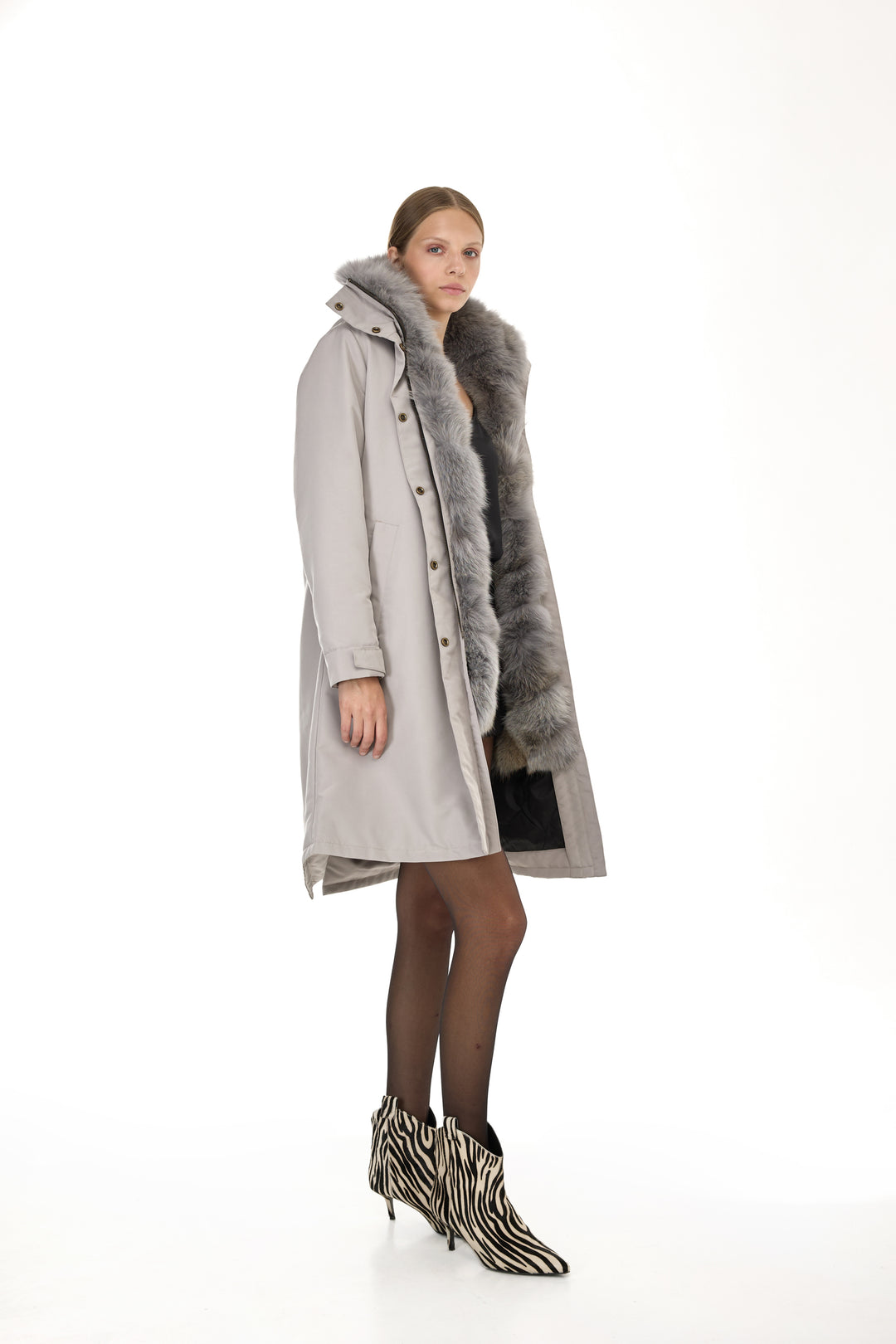 X-Long Elegant Long Parka Elephant Skin Coyote