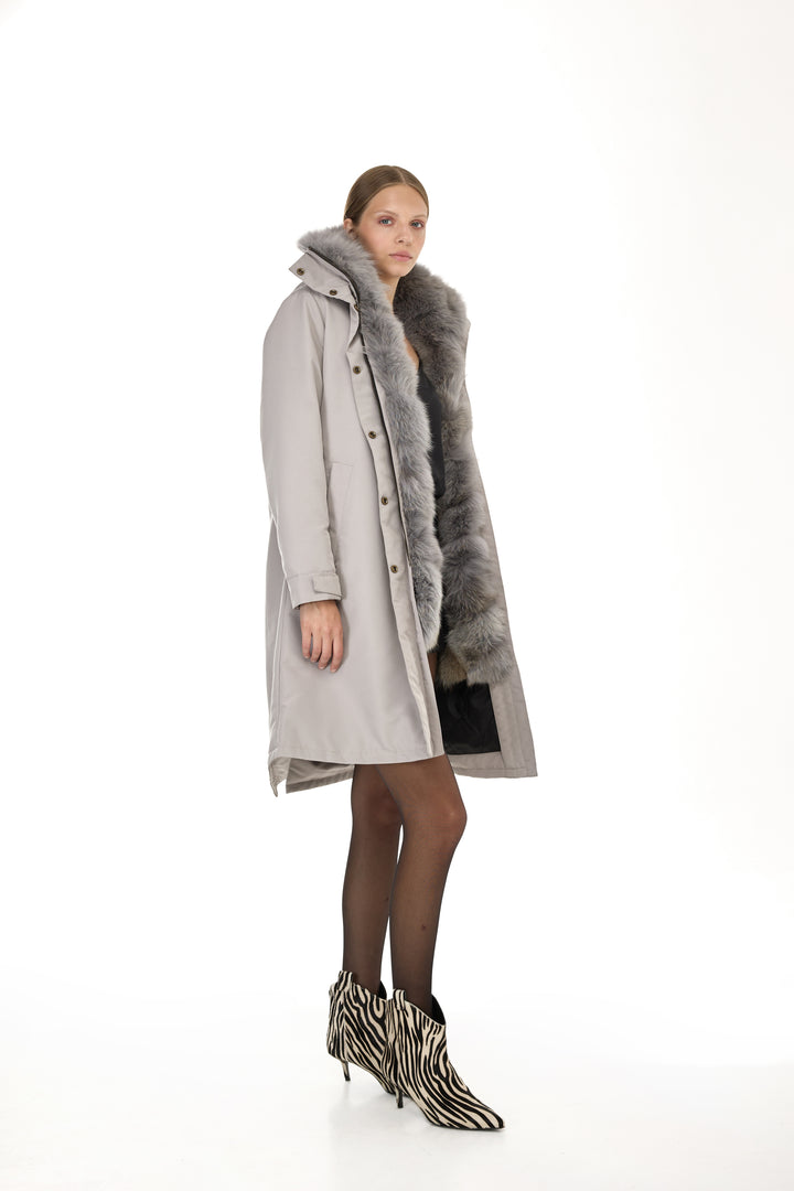X-Long Elegant Long Parka Elephant Skin Coyote