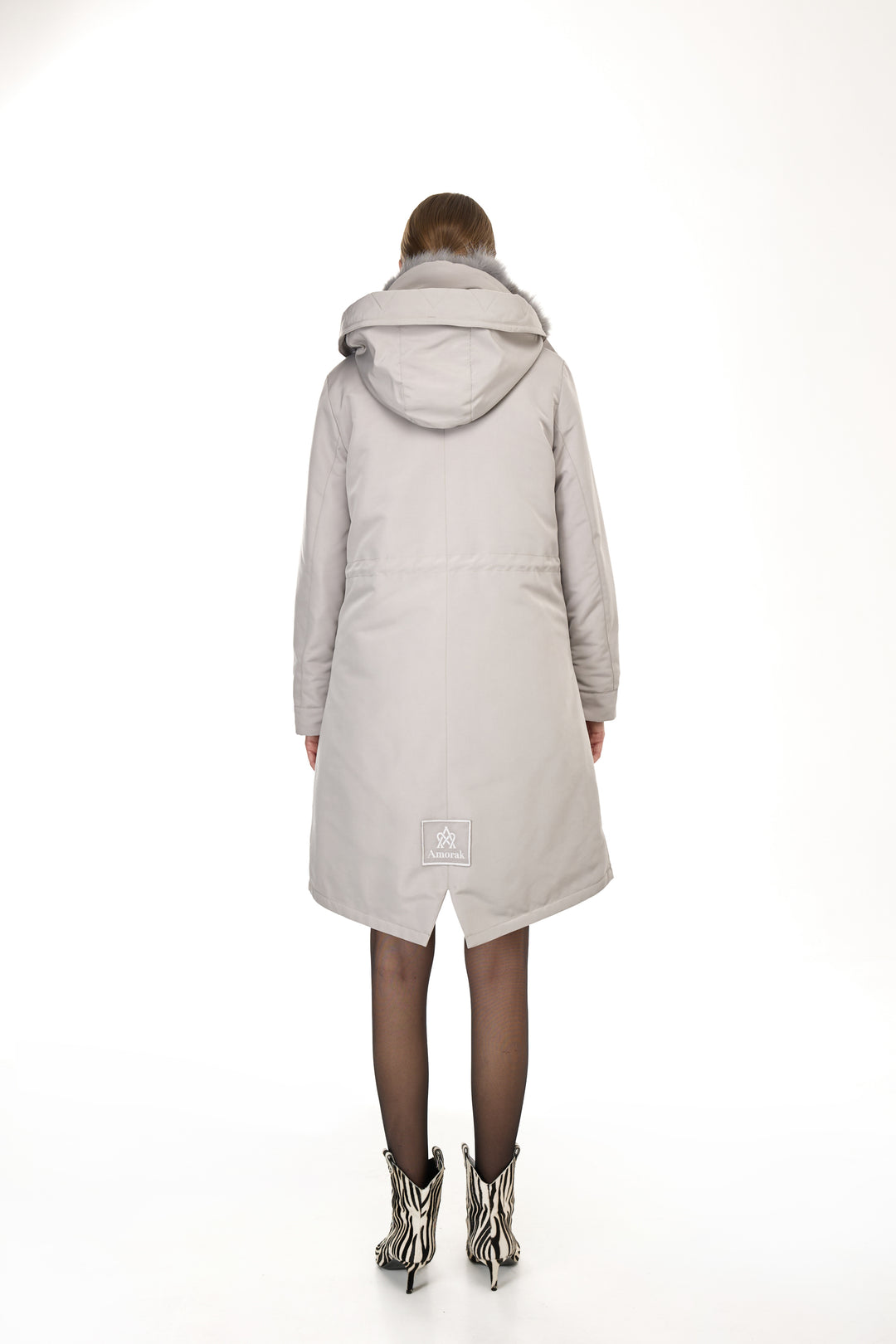 X-Long Elegant Long Parka Elephant Skin Coyote