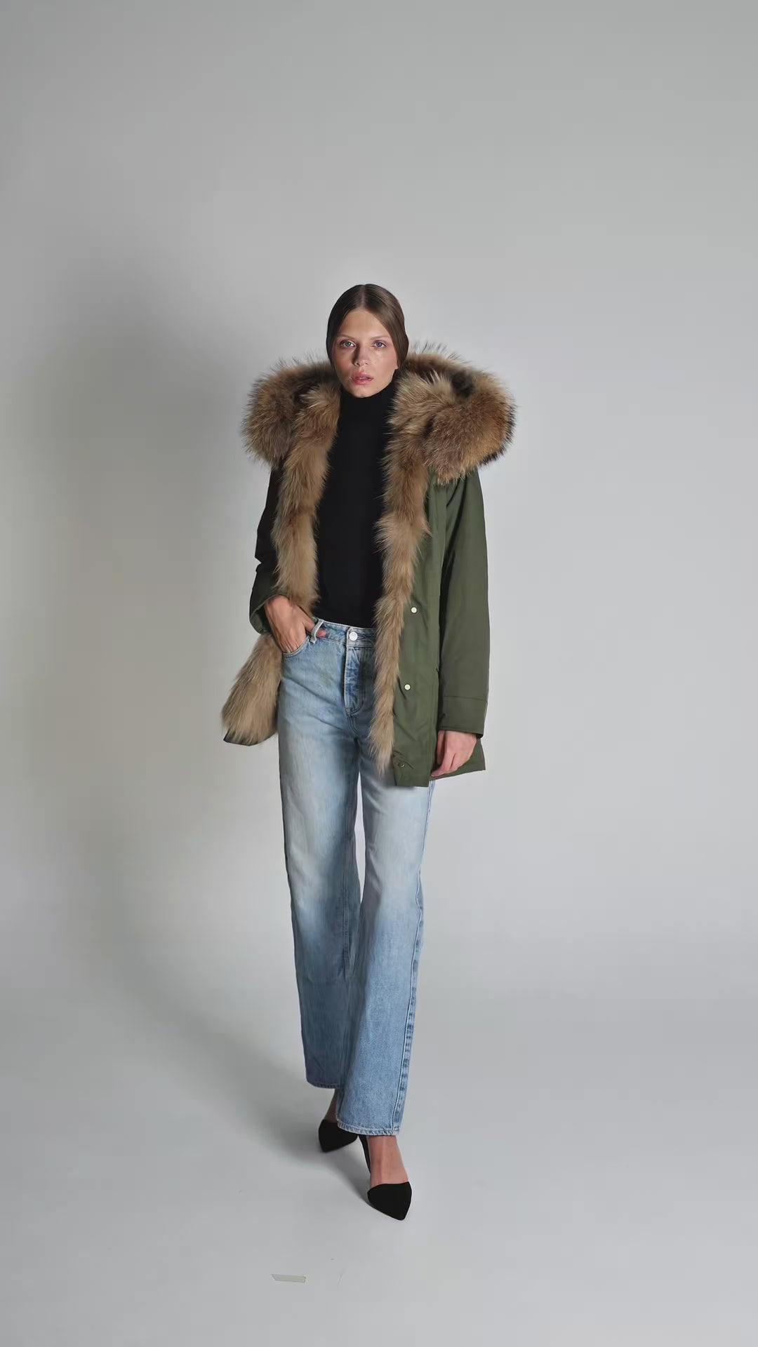 Urban Long Parka With Finland Raccoon  – Camel